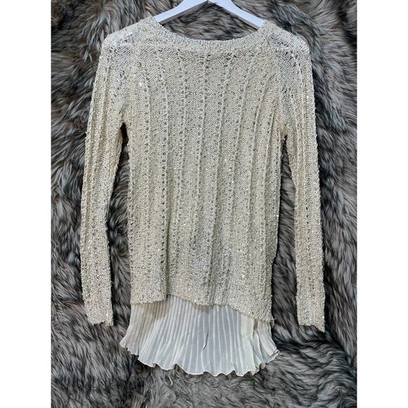 Beautiful Unmarked‎ Sheer Knit layered Top / Shirt / Blose Women's Beige Size L - Picture 1 of 2